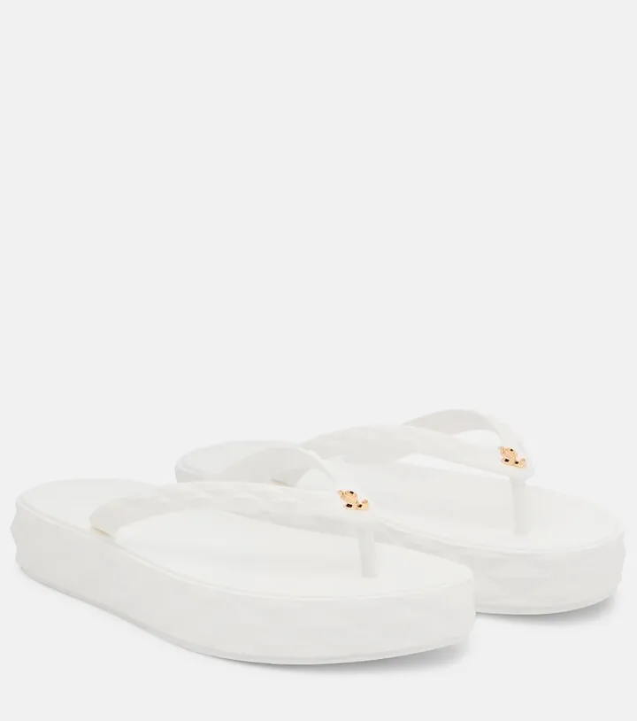 Diamond logo platform thong sandals