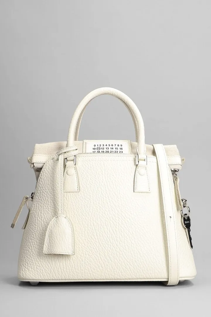Hand Bag In White Leather