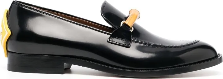 Bamboo-Detail Leather Loafers