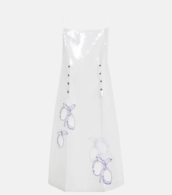 Sequined embroidered slip dress