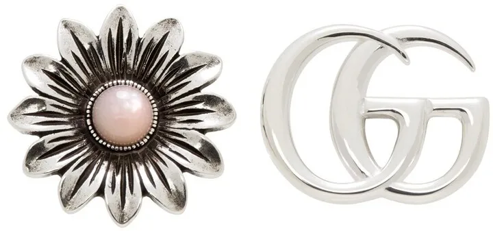 Gucci Silver Double G Flower Stud Earrings