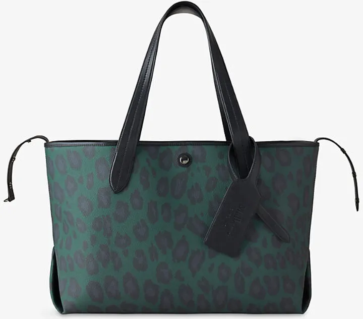 Womens Green - Black Harper Leopard-print Scotchgrain Tote bag