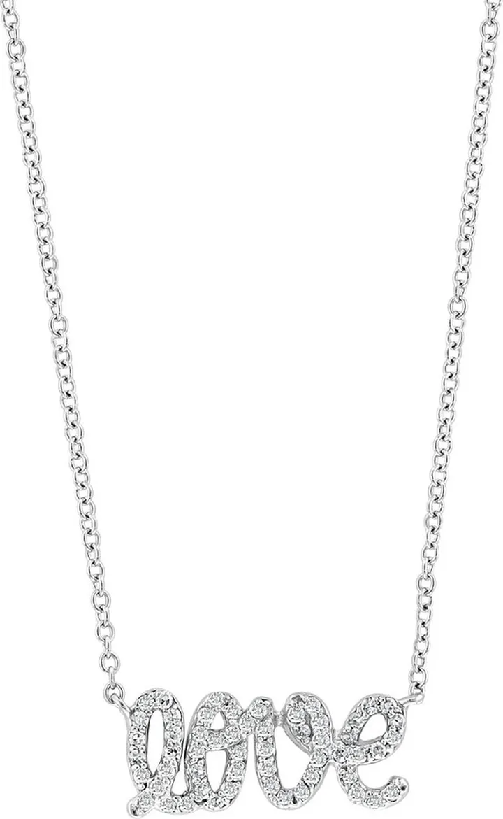 14-Karat White Gold Love Diamond Necklace