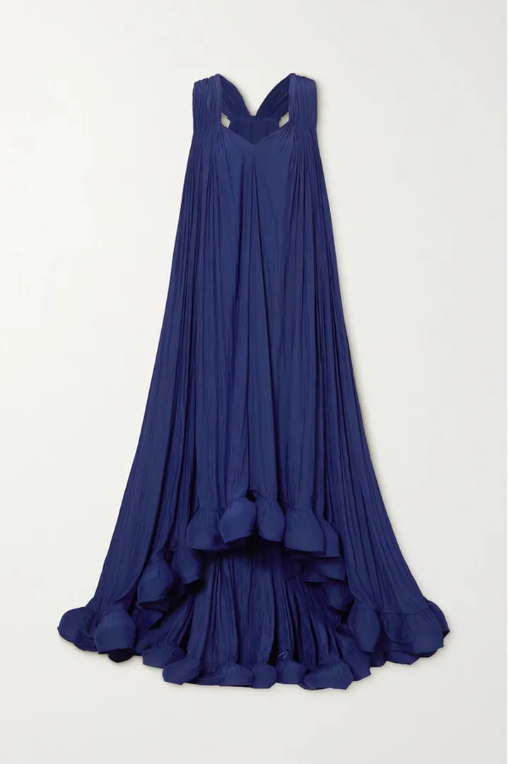Lanvin - Ruffled Chiffon Gown - Blue
