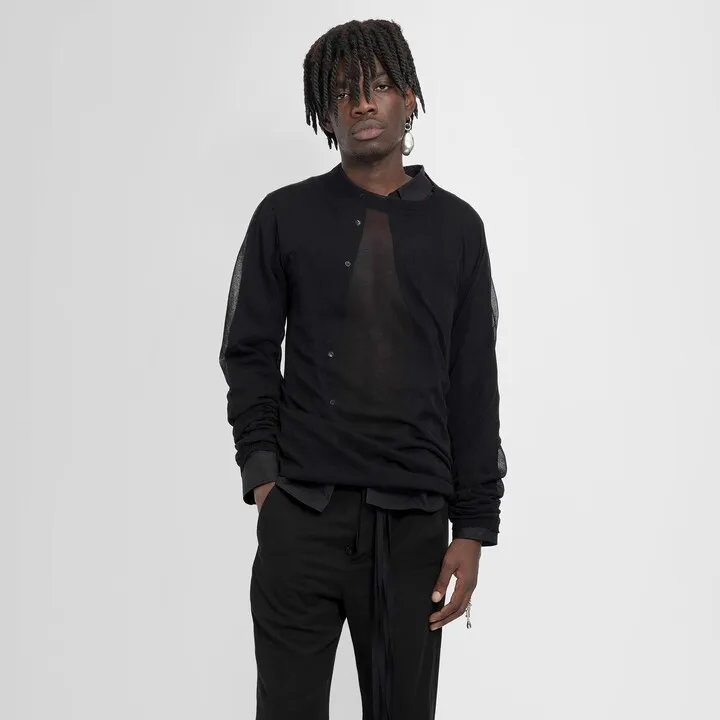 Ann Demeulemeester Man Black T-Shirts