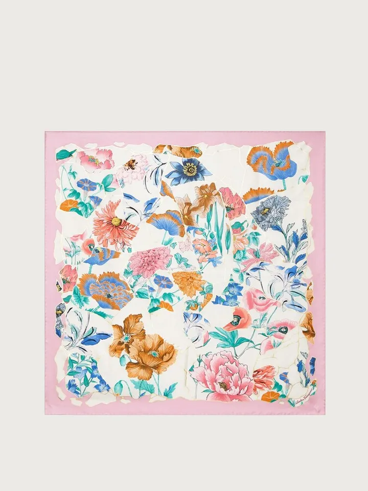 Ferragamo Women Kintsugi print silk foulard Pink