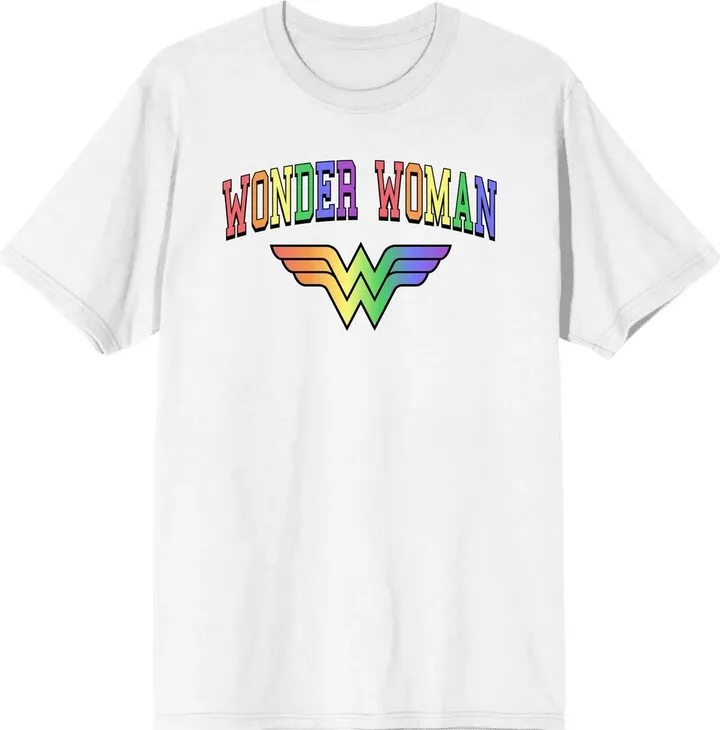 DC Comic Book Wonder Woman Rainbow Logo White Graphic Tee -XXL