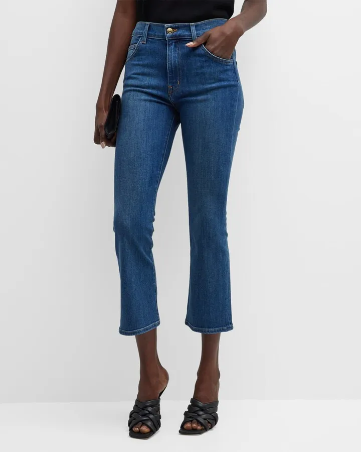 Cropped Stretch Denim Flare Jeans