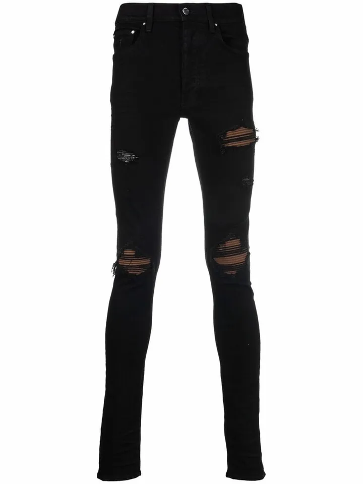 Distressed-Finish Skinny Jeans