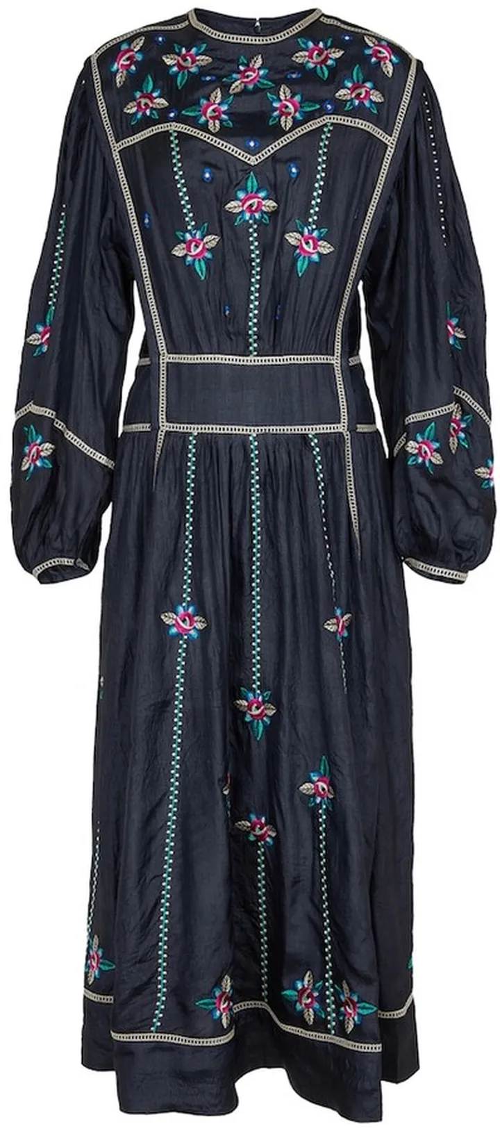 Caroline embroidered silk midi dress