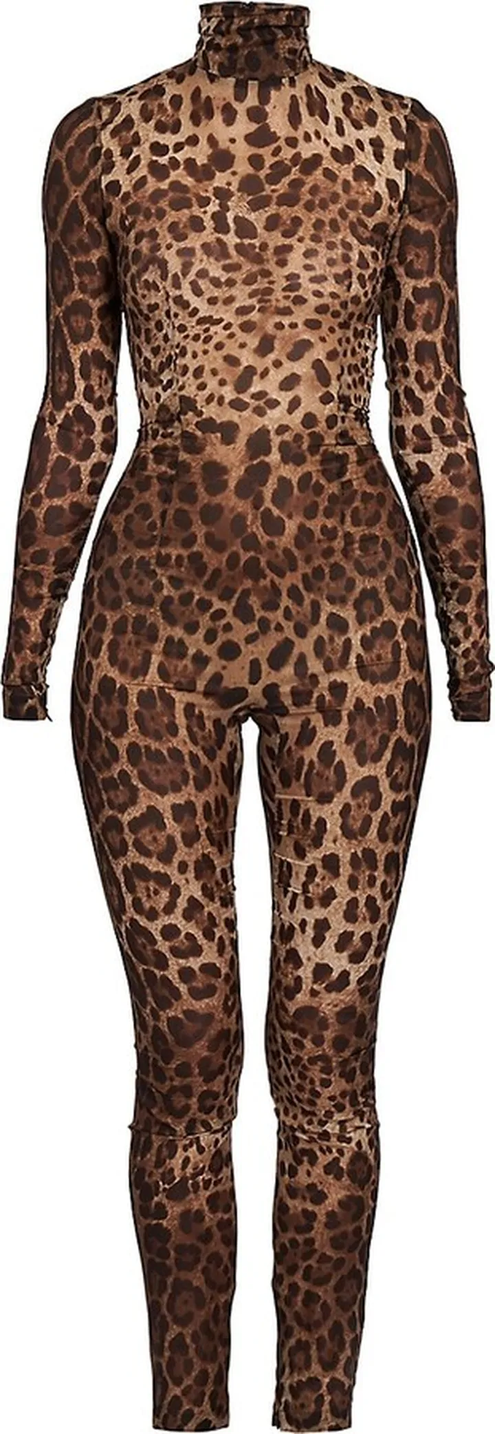 Cheetah-Printed Turtleneck Catsuit