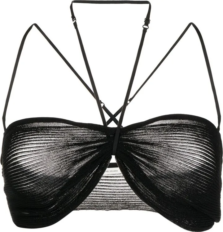 Ribbed-Knit Halter Bra Top