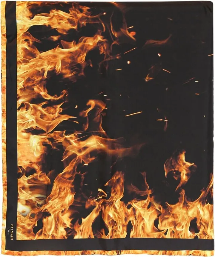 Fire print silk foulard
