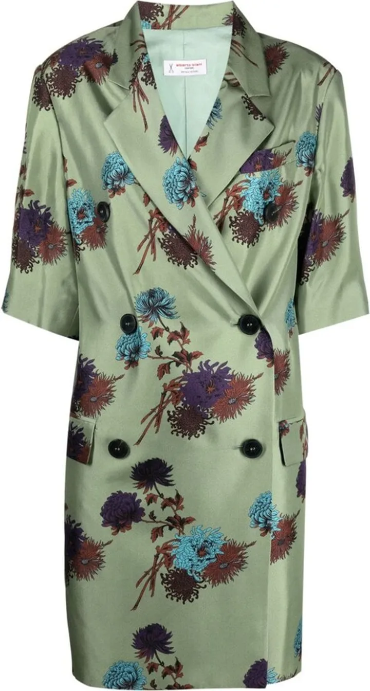 Floral Print Double-Breasted Dress