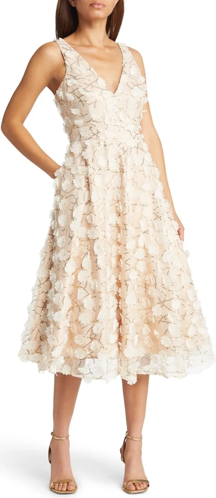 Social 3D Flower Sequin A-Line Dress