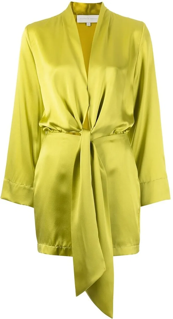 Tie-Front Silk Satin Minidress