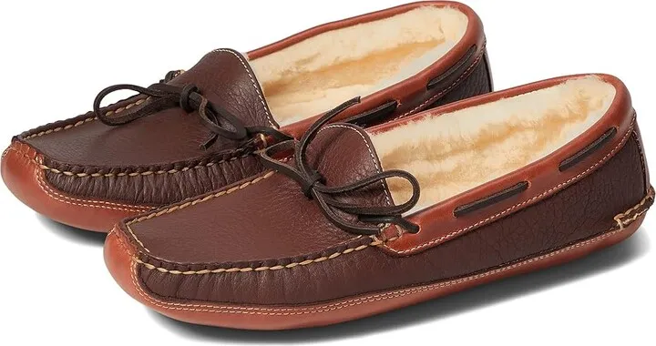 L.L.Bean Bison Double Sole Slipper Shearling Lined (Raisin) Men's Shoes