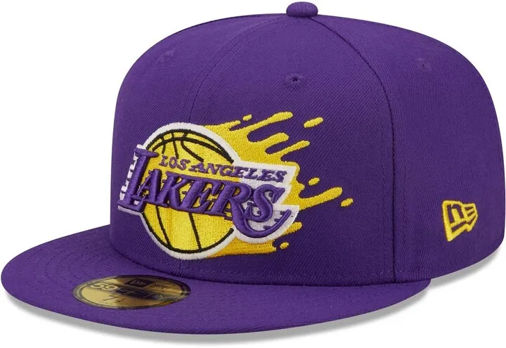 Men's Purple Los Angeles Lakers Splatter 59FIFTY Fitted Hat