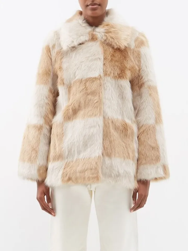 Nani Checkboard Faux-fur Jacket