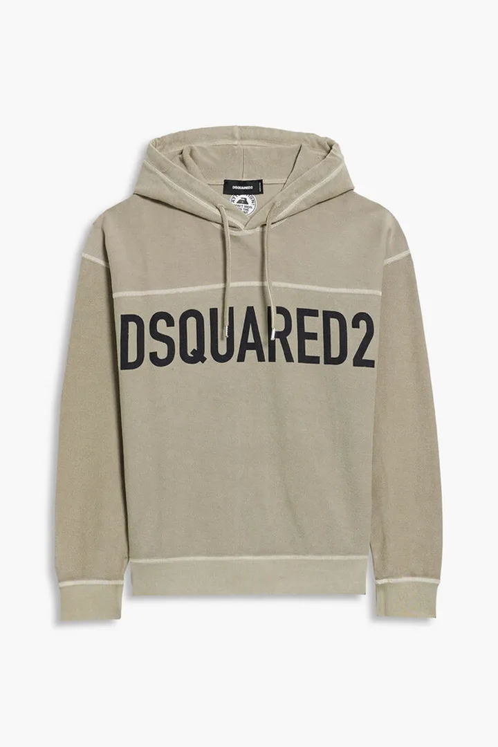 Printed French cotton-terry hoodie