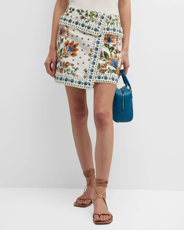 Summer Garden Embroidered Mini Skirt