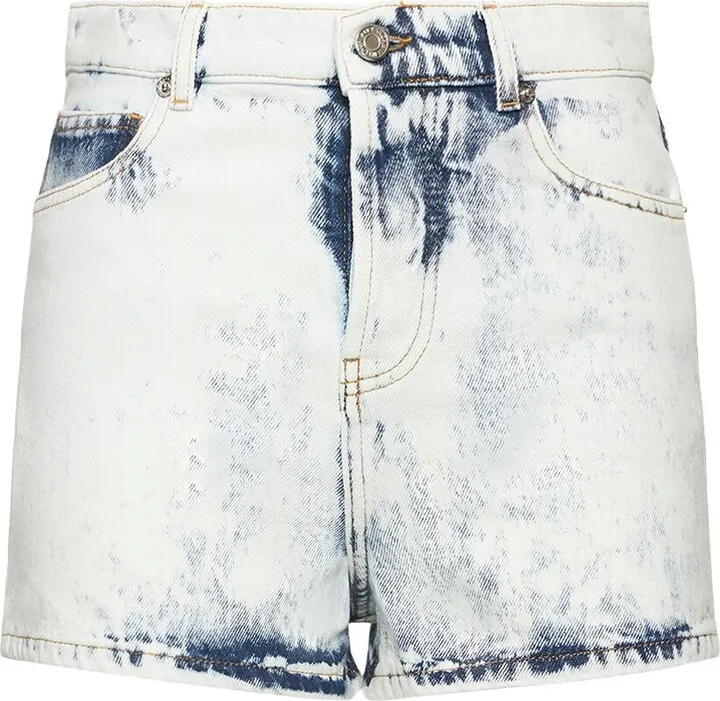 Washed dyed denim shorts
