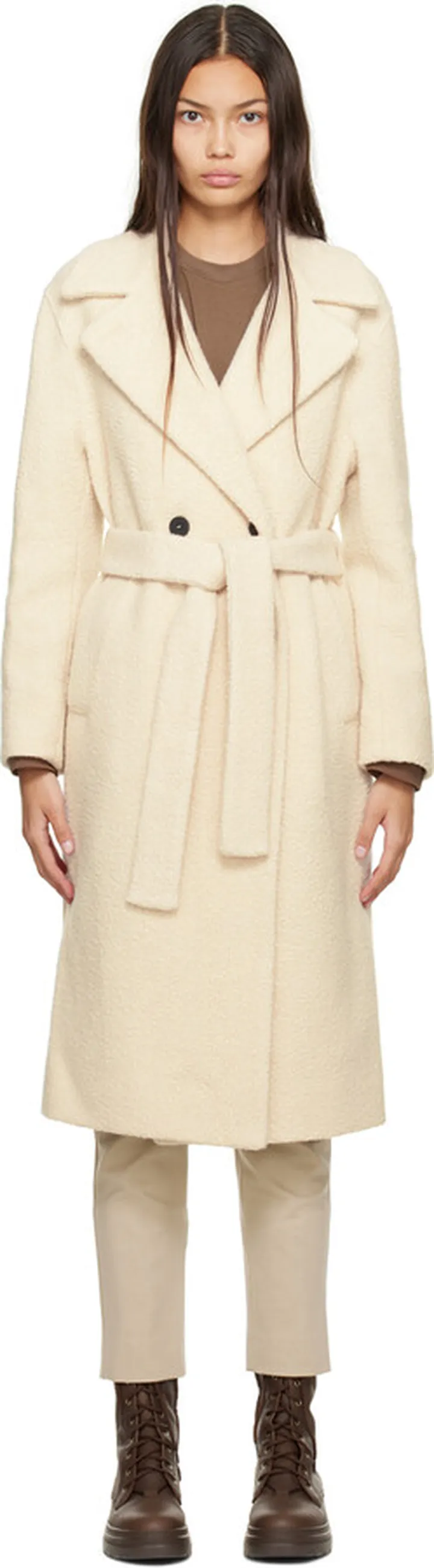 Harris Wharf London Beige Double-Breasted Coat