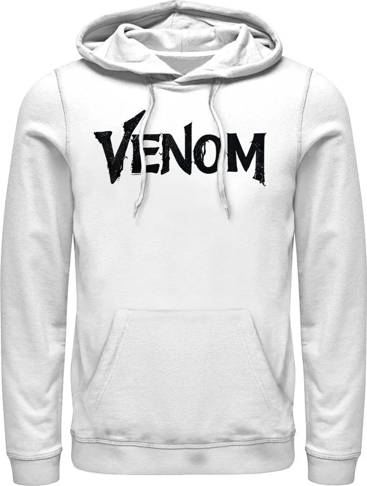 Men's Marvel Venom Film Contagious Logo Pull Over Hoodie - White - Small