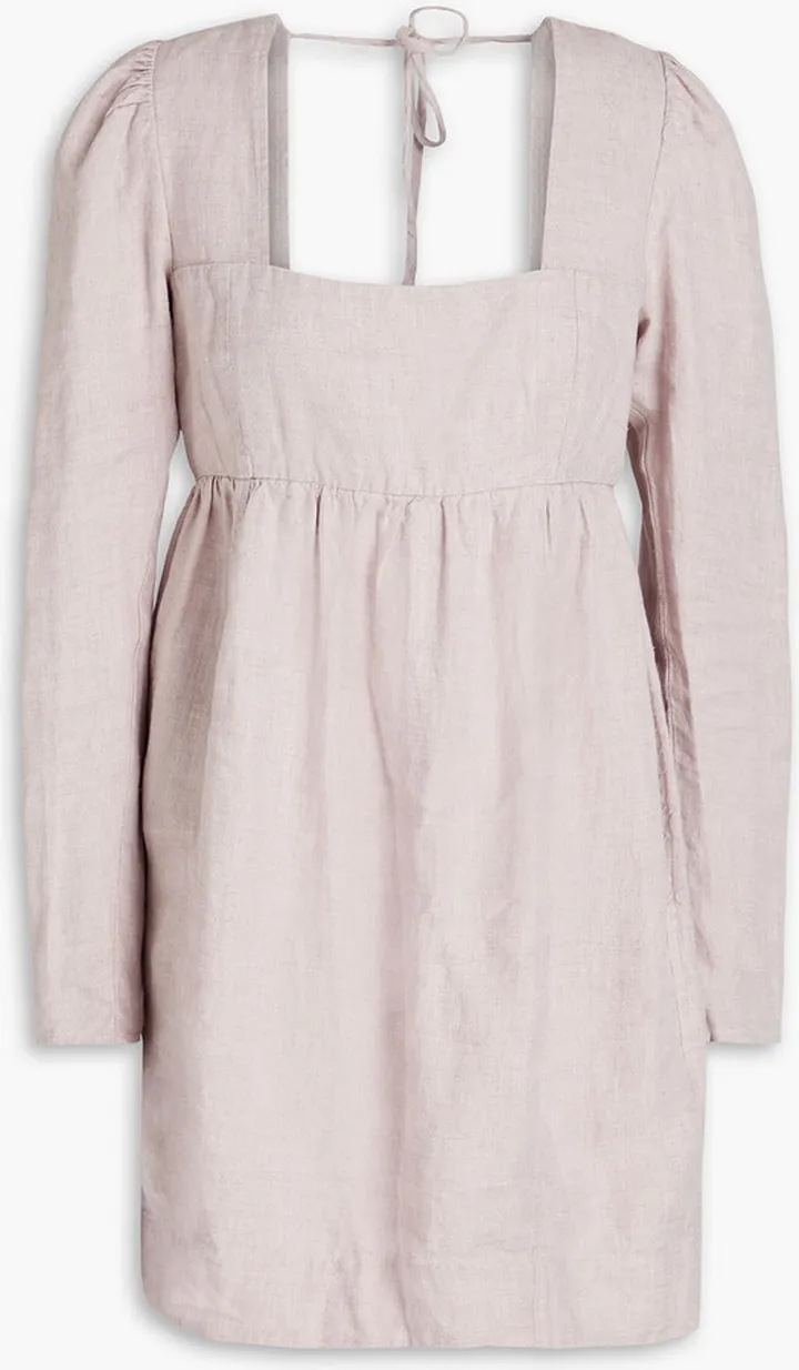 Gathered hemp mini dress