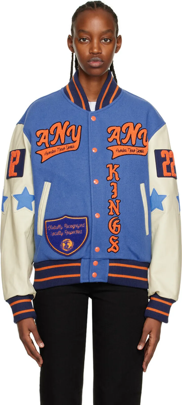 Awake NY Blue Corazón Varsity Bomber Jacket