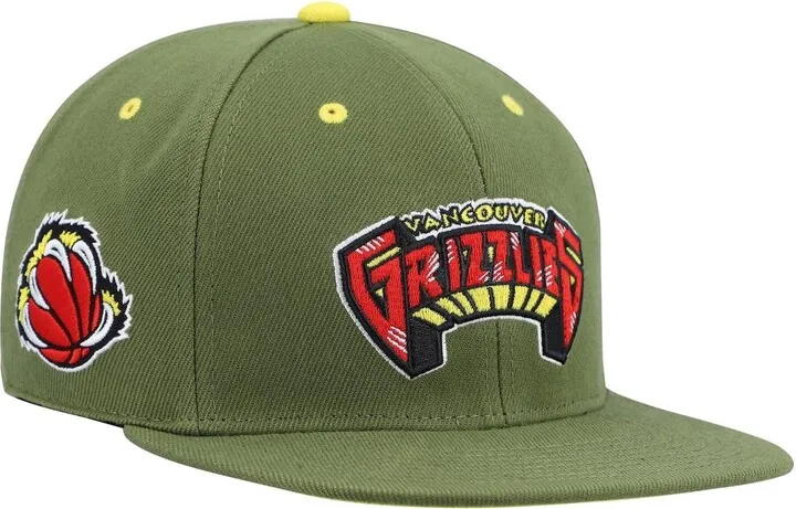 Men's Mitchell & Ness x Lids Olive Vancouver Grizzlies Dusty Hardwood Classics Fitted Hat