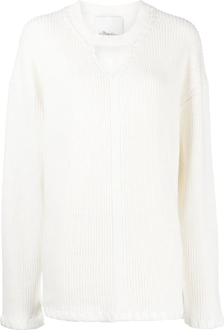 ribbed V-neck jumper