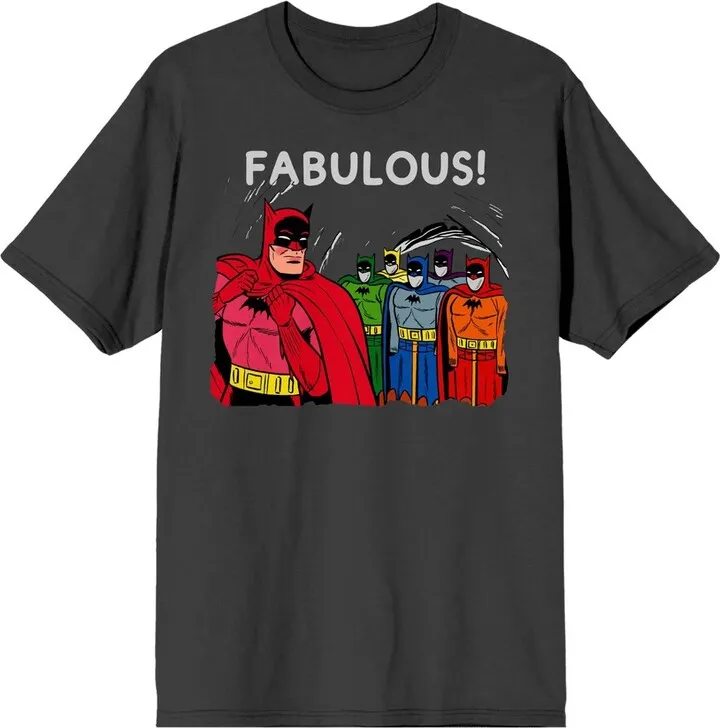 Batman Fabulous Man in Mask Men’s Charcoal T-shirt-Large