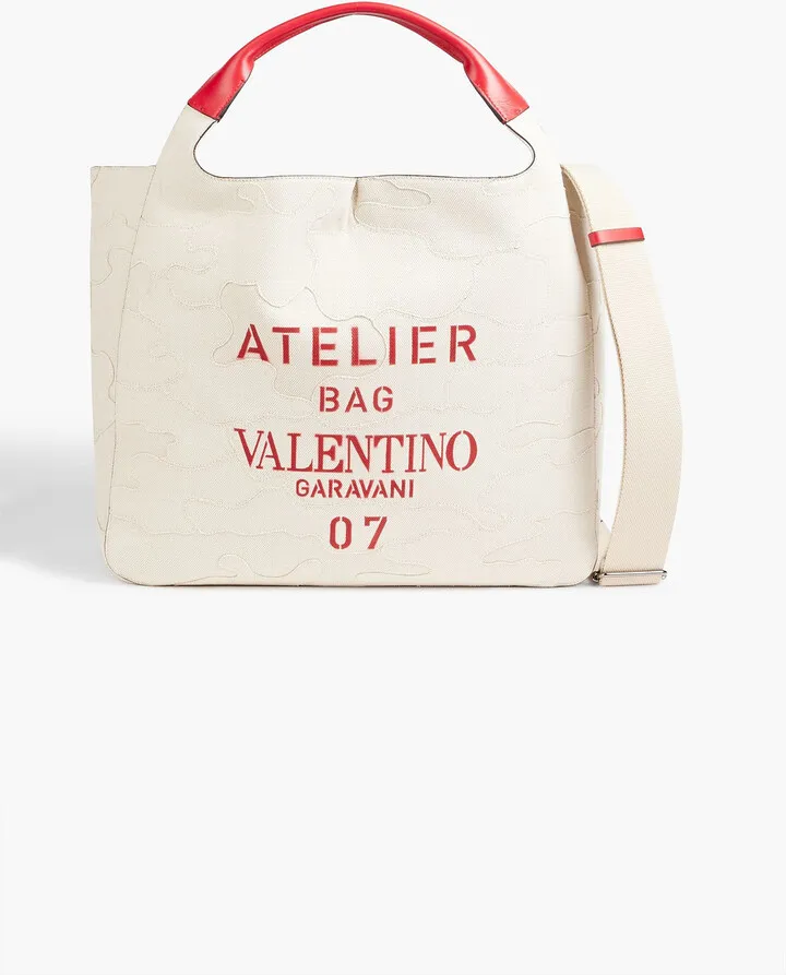 Atelier Bag 07 leather-trimmed printed canvas tote
