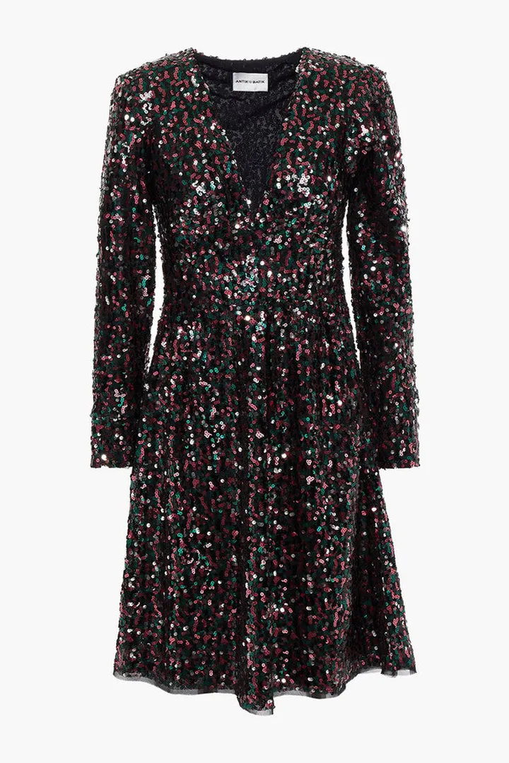 Lazer lace-up sequined tulle mini dress