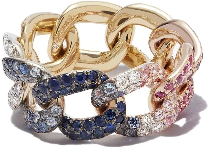 18kt yellow gold Links Essential sapphire and diamond ring
