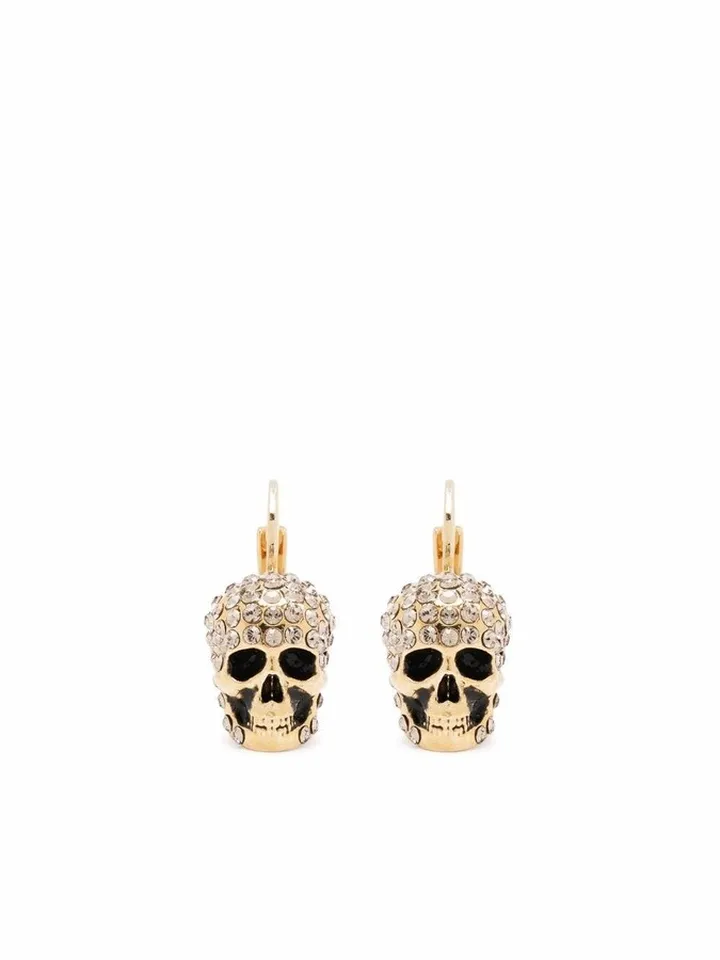 Crystal-Embellished Skull Earrings