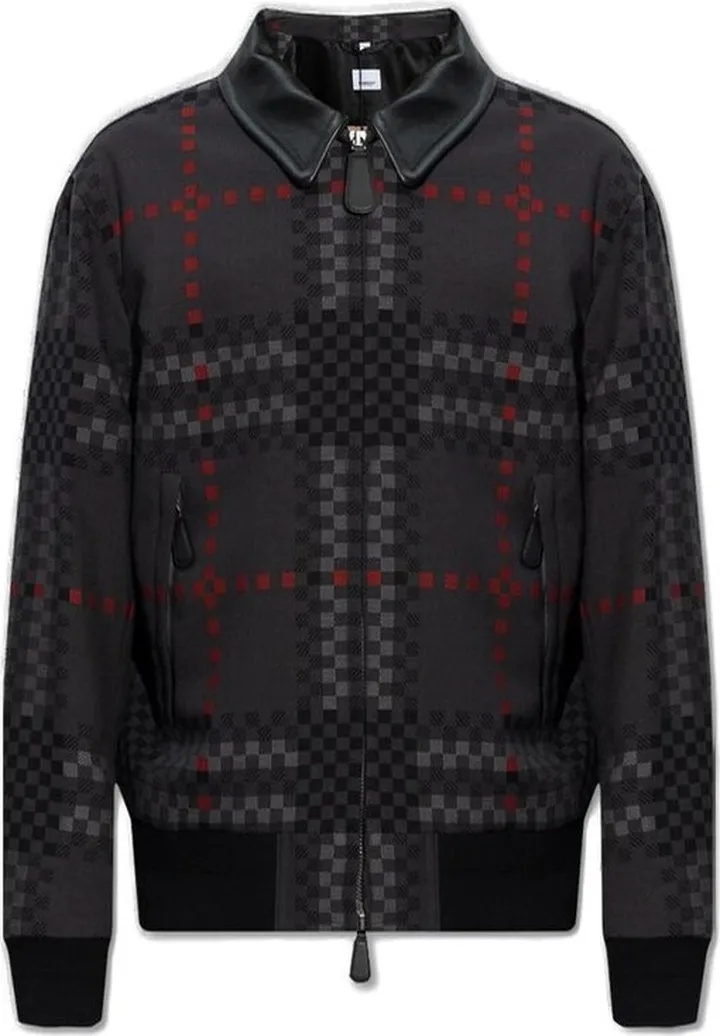 Burberry Harrington Pixel-Check Zipped Bomber Jacket