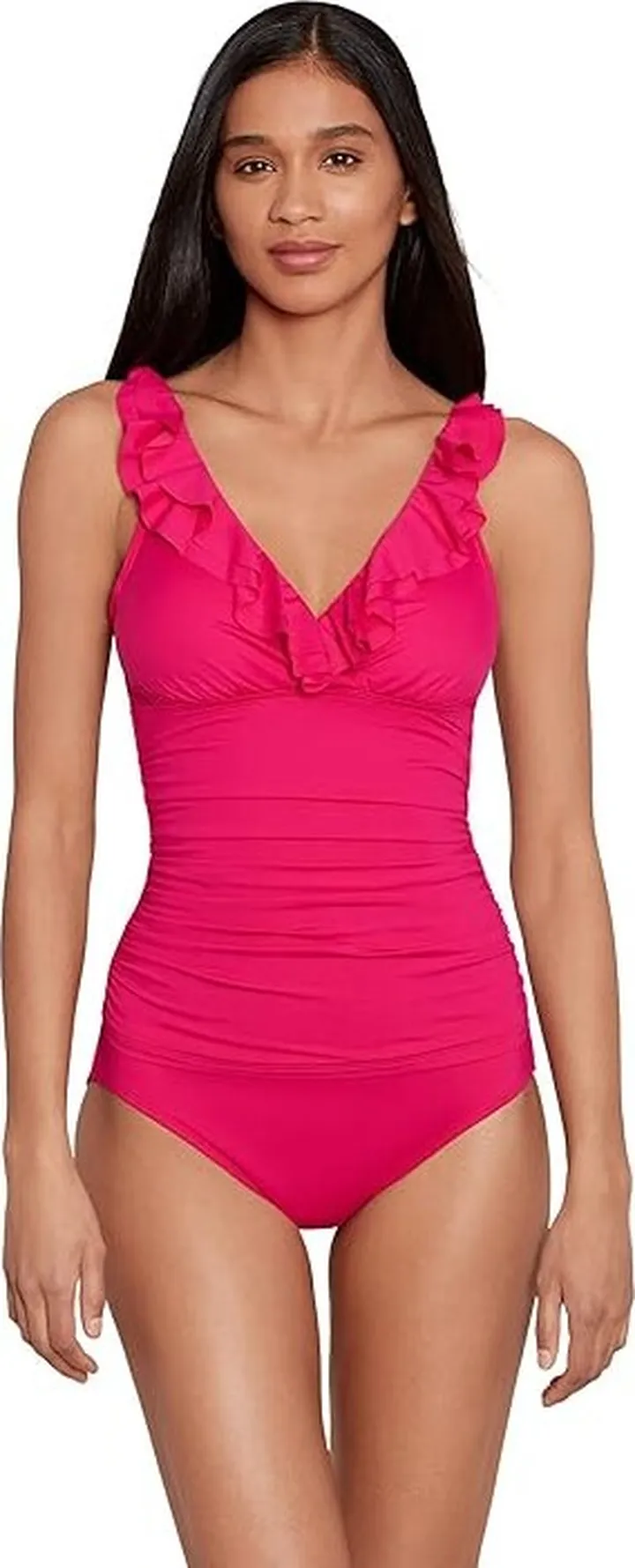 LAUREN Ralph Lauren Beach Club Solids Ruffle Underwire Tankini (Orchid) Women's Swimwear