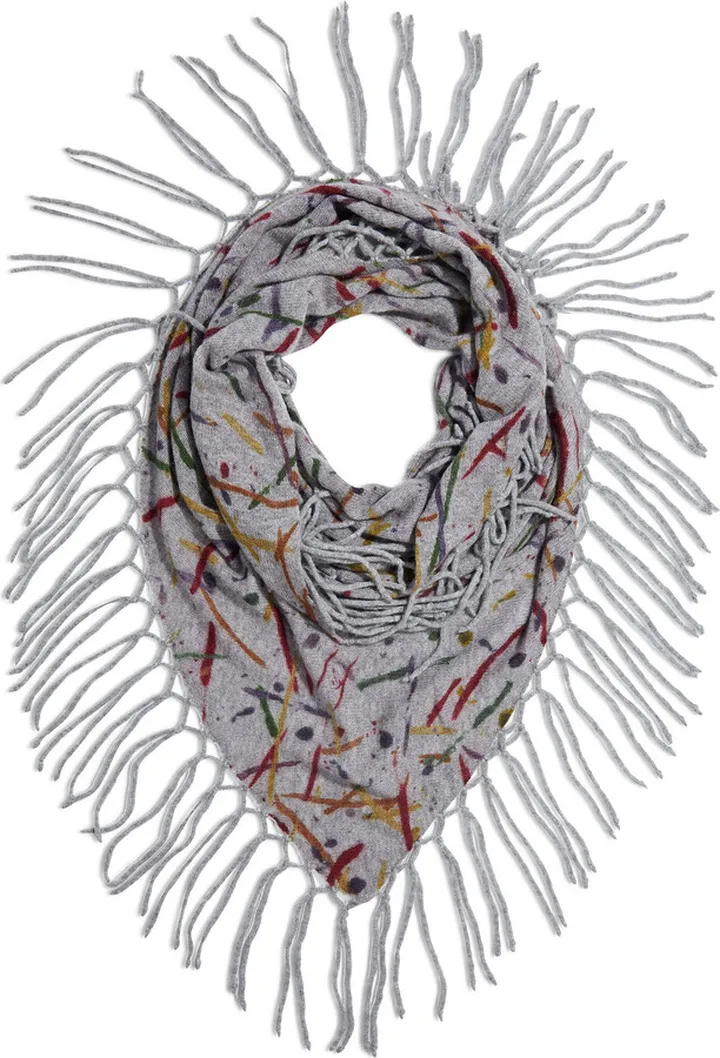Fringed-trimmed printed cashmere scarf