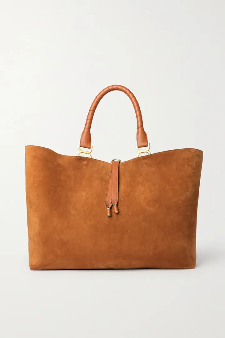 Chloé - Tasseled Leather-trimmed Suede Tote - Brown