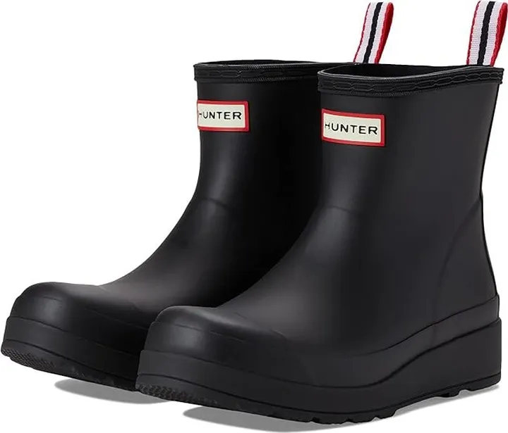 Hunter Play Short Linear Rainbow Print Boot (Black) Women's Rain Boots