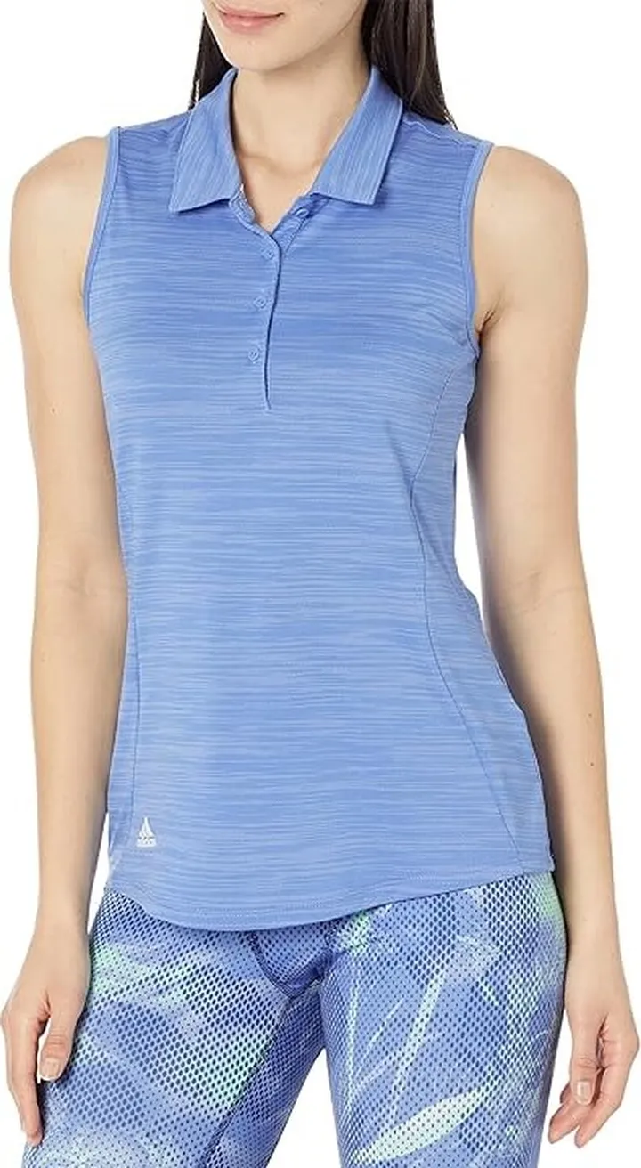 adidas Golf Space Dye Sleeveless Polo (Blue Fusion) Women's Clothing