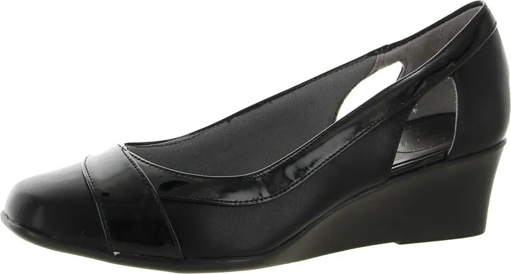 Grandeur Womens Faux Leather Patent Trim Slip-On Sneakers