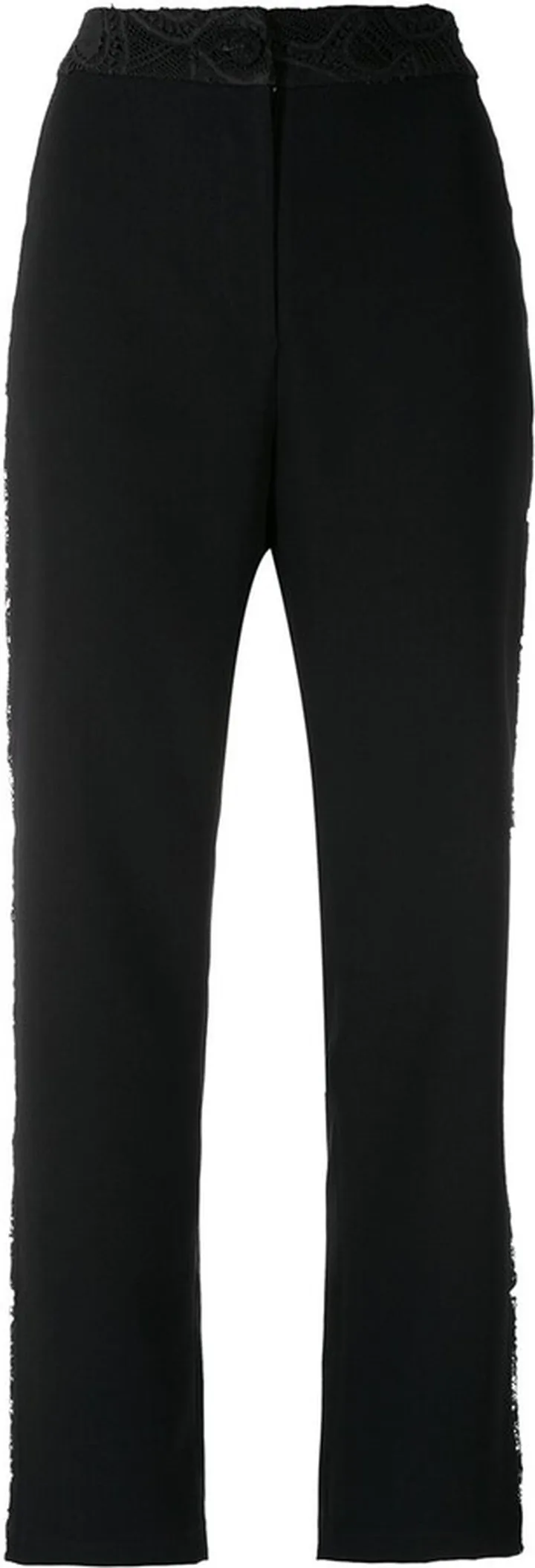 Silk Straight-Leg Trousers With Lace Detail
