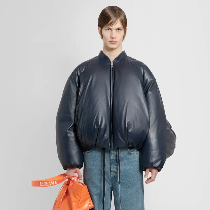 Loewe Man Blue Leather Jackets