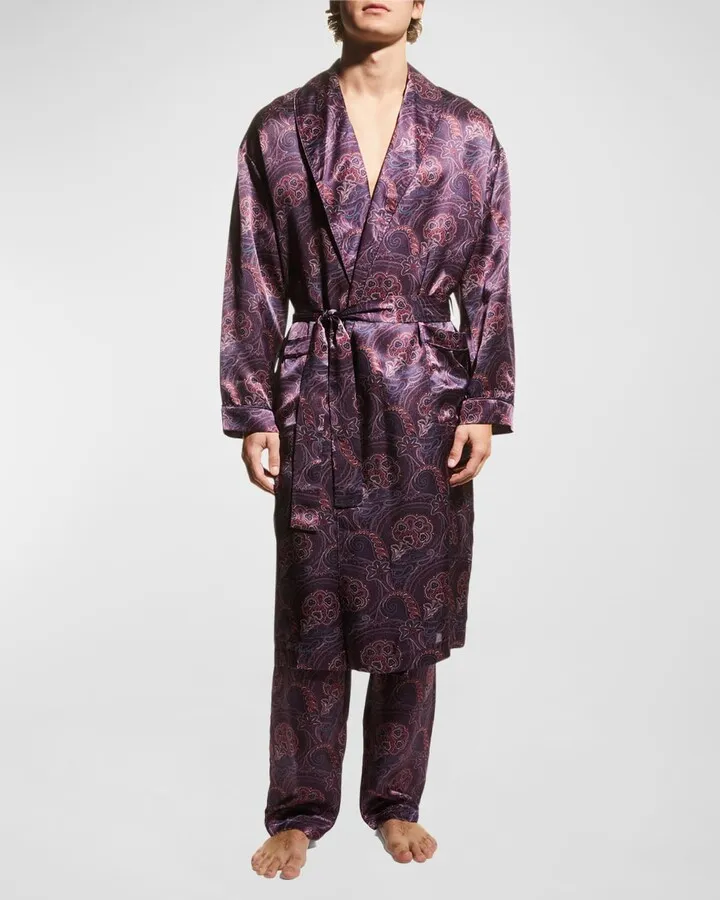 Men's Silk Paisley Shawl Robe