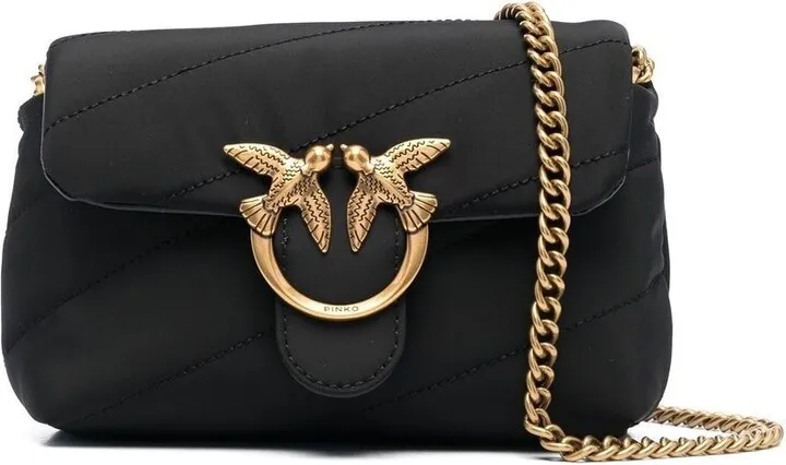 Love satin quilted shoulder bag