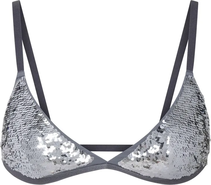 Sequin Triangle Bralette | Silver