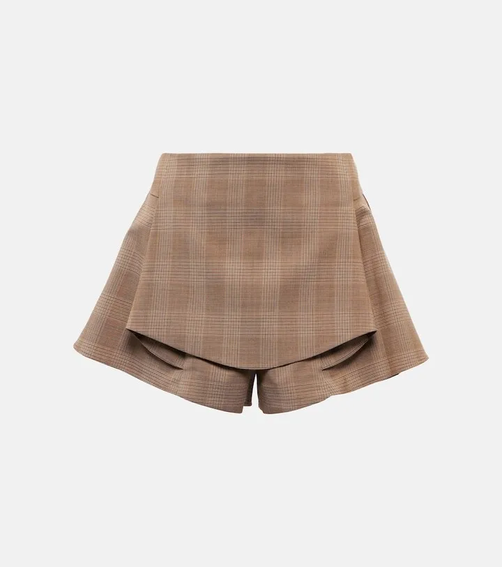 Checked wool-blend shorts